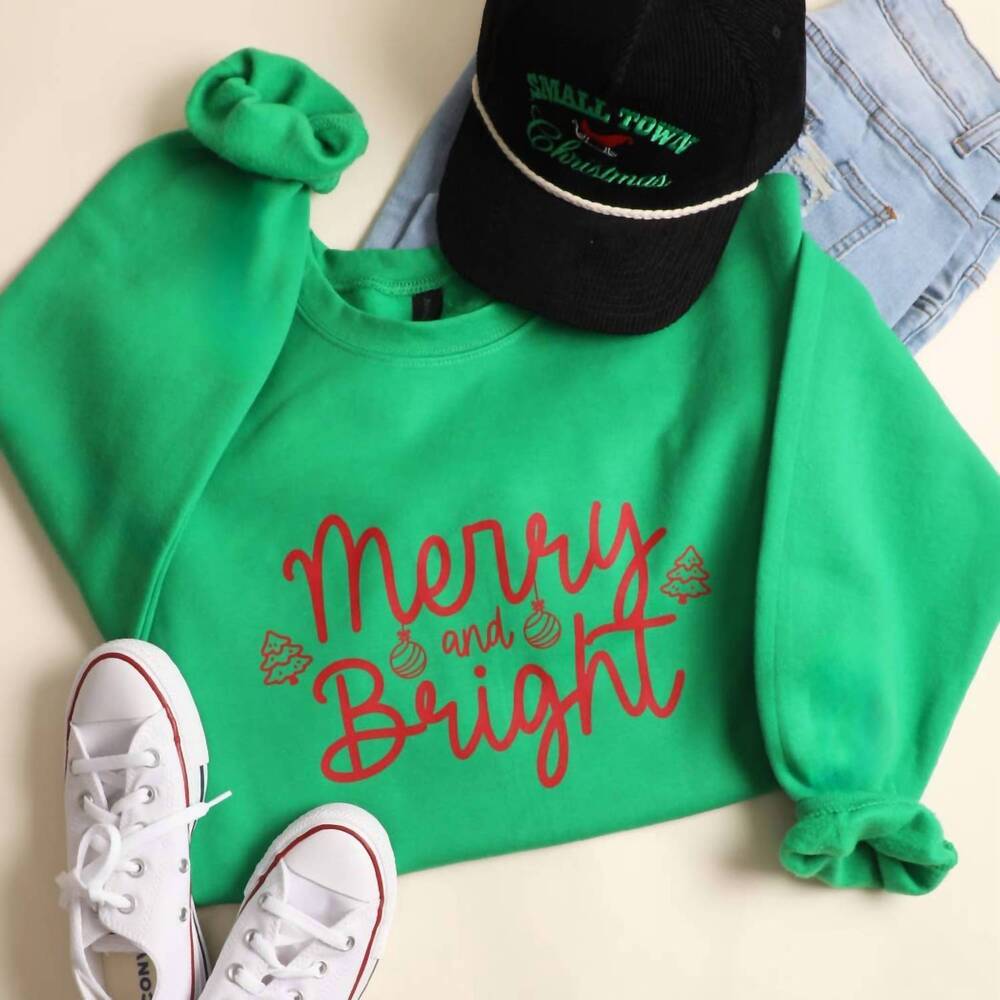 NEW FASHION CITY women's merry and bright sweatshirt in irish green